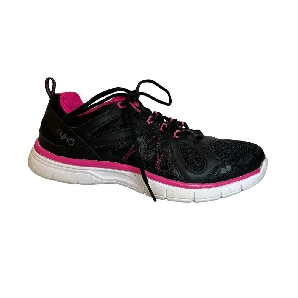Ryka Divine Black and Pink Lace Up Sneakers